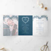Winter bruiloft blauwe maretak botanische huwelijk drieluik programma (Binnen)
