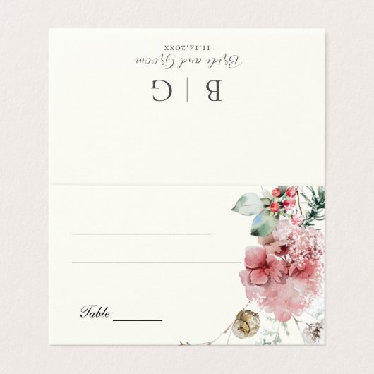 Winter bruiloft bloemen kaart (Buitenkant ongevouwen)