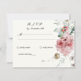 Winter bruiloft bloemen RSVP kaartje