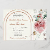 Winter bruiloft bloemendubbele boog folie uitnodiging (Voorkant)