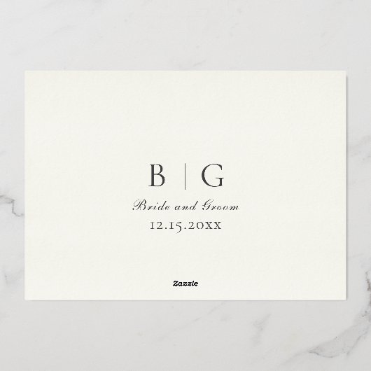 Winter bruiloft bloemendubbele boog folie uitnodiging (Achterkant)