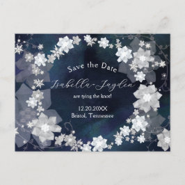 Winter bruiloft bloemenkrans Save the Date Aankondigingskaart