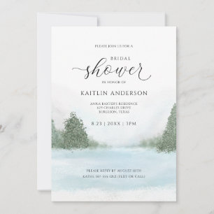Winter Bruiloft Bridal Shower Meer Bomen Sneeuw Kaart
