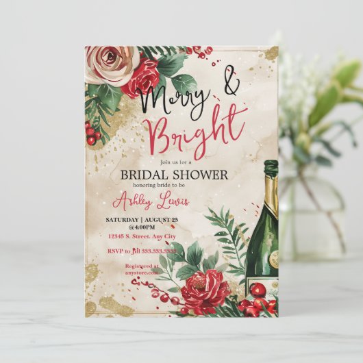 Winter bruiloft brunch en bubbels Kerstmis Kaart (Staand voorkant)