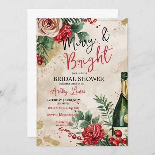 Winter bruiloft brunch en bubbels Kerstmis Kaart (Voorkant / Achterkant)