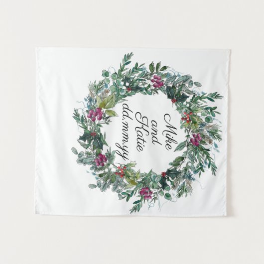 Winter bruiloft ceremonie achtergrond fotocabine p wandkleed (Voorkant (horizontaal))