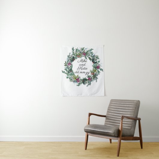 Winter bruiloft ceremonie achtergrond fotocabine p wandkleed (In situ)