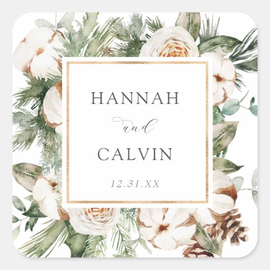 Winter bruiloft Classic Ronde Sticker (Voorkant)