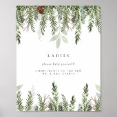 Winter bruiloft dames badkamer mand teken poster (Voorkant)