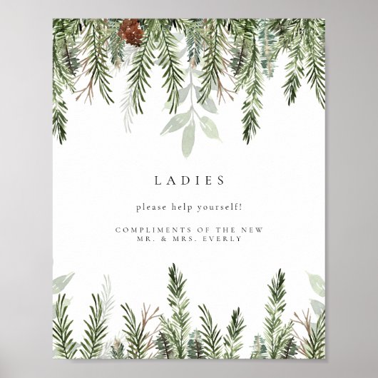 Winter bruiloft dames badkamer mand teken poster (Voorkant)