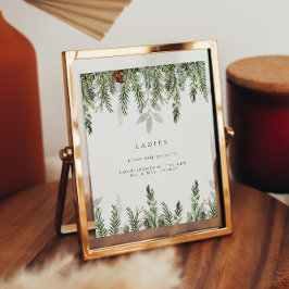 Winter bruiloft dames badkamer mand teken poster