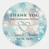 Winter Bruiloft Dank Je Favor Ronde Sticker (Voorkant)