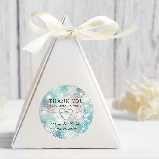Winter Bruiloft Dank Je Favor Ronde Sticker