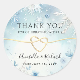 Winter Bruiloft Dank Je Favoriet Ronde Sticker