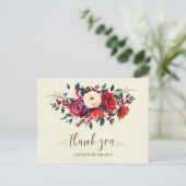 Winter bruiloft Dank u rozen bessen Briefkaart (Staand voorkant)