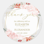 Winter bruiloft dank u Sticker vergulde Waterverf (Voorkant)