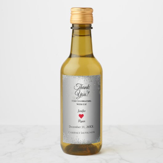 Winter bruiloft Dank u Wijnfles Label Wijn Etiket (Voorkant)