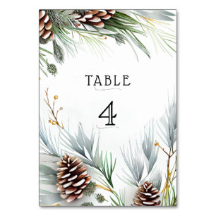 Winter bruiloft dennen kegels sneeuw dennen takken kaart