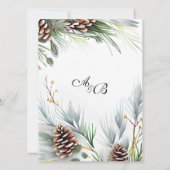 Winter bruiloft dennen kegels sneeuw dennen takken kaart (Achterkant)