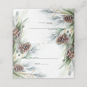 Winter bruiloft dennen kegels sneeuw dennen takken plaatskaartje (Buitenkant ongevouwen)