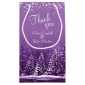 Winter bruiloft dennenbomen paarse kunst dank u klein cadeauzakje (Achterkant)