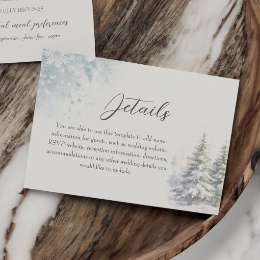 Winter Bruiloft Details Kaart