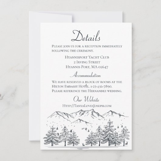 Winter bruiloft details Land, rustieke berg Kaart (Voorkant)