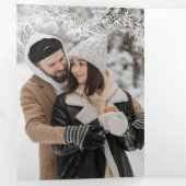 Winter bruiloft donkergrijze maretak botanisch drieluik programma (Binnenzijde eerst)