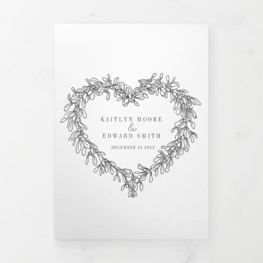 Winter bruiloft donkergrijze maretak botanisch drieluik programma (Cover)