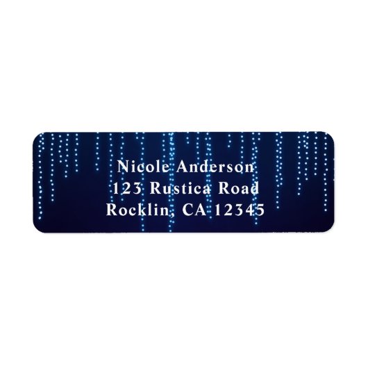 Winter Bruiloft Elegante Blauwe Glitter Sliert Lic Etiket (Voorkant)