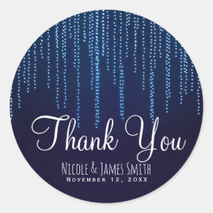 Winter Bruiloft Elegante Blauwe Glitter Sliert Lic Ronde Sticker