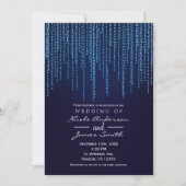 Winter Bruiloft Elegante Blauwe Glitter Slingerlic Kaart (Voorkant)