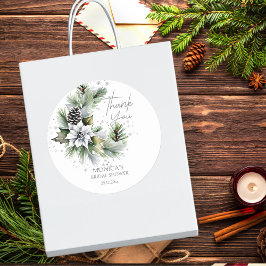 Winter bruiloft feest template bedank favor  ronde sticker
