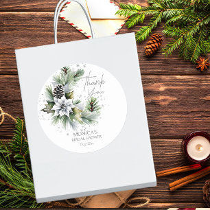 Winter bruiloft feest template bedank favor  ronde sticker