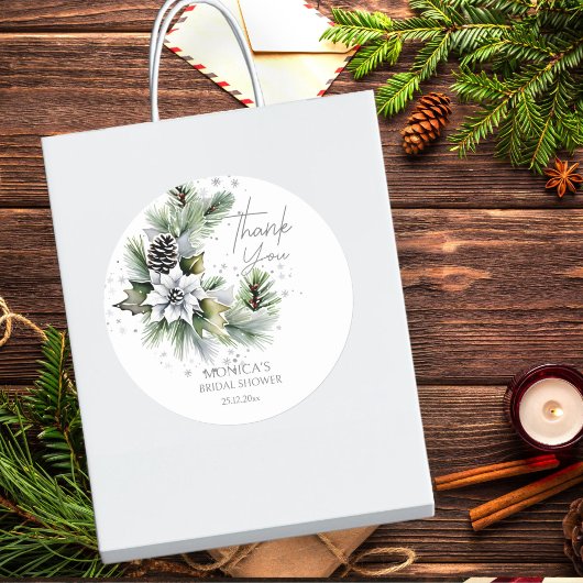 Winter bruiloft feest template bedank favor ronde sticker