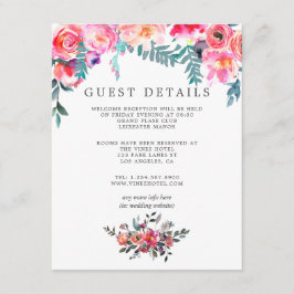 Winter Bruiloft Floral Gast Details Informatiekaartje