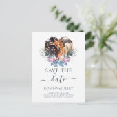 Winter bruiloft foto hart vorm aankondigingskaart (Staand voorkant)