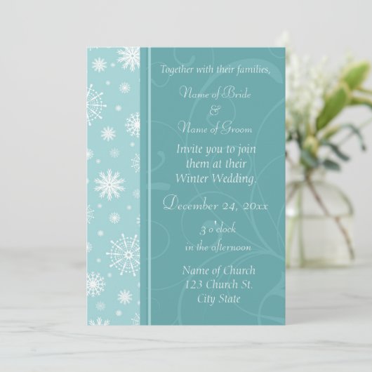 Winter bruiloft foto uitnodiging Kaarten (Staand voorkant)