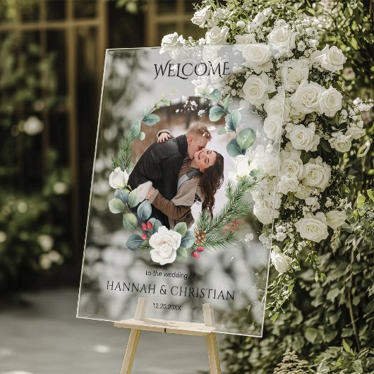 Winter bruiloft foto welkom acryl bord