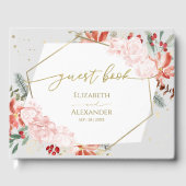 Winter bruiloft gastenboek vergulde Waterverf Flor (Voorkant)