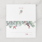 Winter bruiloft gevouwen plaats kaart eucalyptus d plaatskaartje (Buitenkant ongevouwen)