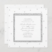 Winter Bruiloft Glam Zilver & Witte Stippen Feest Kaart (Voorkant / Achterkant)