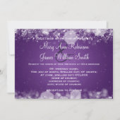 Winter Bruiloft Glitterende Nacht Paars Kaart (Achterkant)