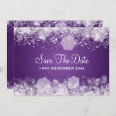 Winter Bruiloft Glitterende Nacht Paars Kaart (Voorkant / Achterkant)