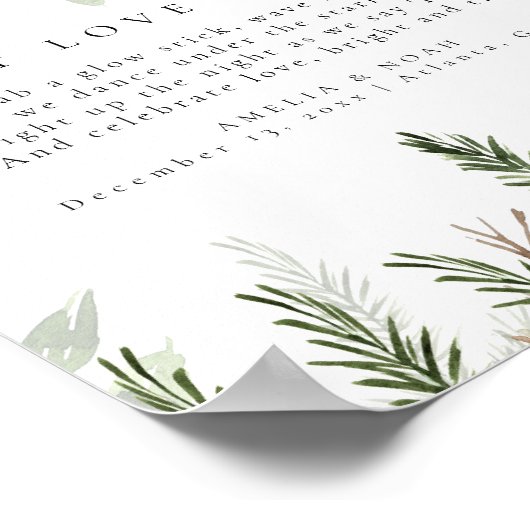 Winter Bruiloft Glow Stick Verstuur Tafelteken Poster (Hoek)