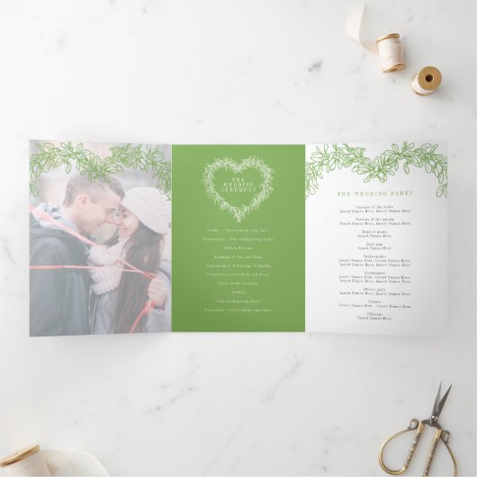 Winter bruiloft groene maretak botanische huwelijk drieluik programma (Binnen)