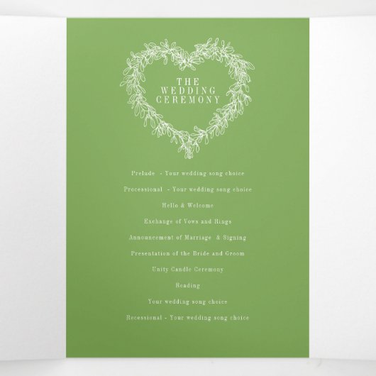 Winter bruiloft groene maretak botanische huwelijk drieluik programma (Binnenkant midden)