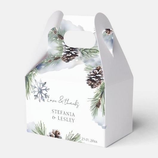 Winter bruiloft gunsten gepersonaliseerd bedankdoosjes (Voorkant Zijde)