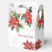 Winter bruiloft gunsten poinsettia gouden sjabloon bedankdoosjes (Geopend)