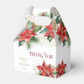 Winter bruiloft gunsten poinsettia gouden sjabloon bedankdoosjes (Voorkant Zijde)